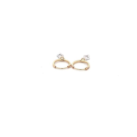 18K Gold Earrings Hoops Two Tone - Picture 7 of 9